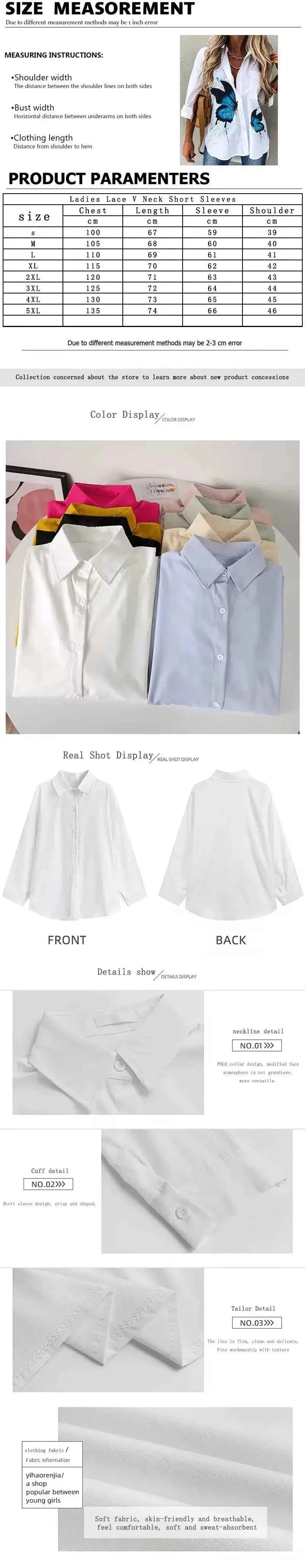 Women'S Shirt Elegant Evening Gown Women'S Plus-Size Lapel Button-Down Long-Sleeved Top Summer Fashion Hawaiian Vacation Shirt