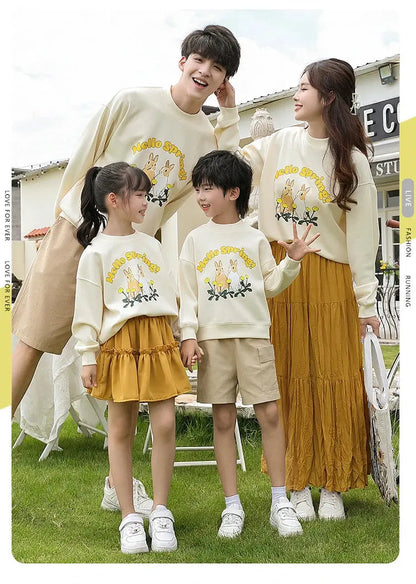 Family Matching Clothes Sets for Couple Mother and Daughter Tops Skirts Two Piece Outfits Father and Son Sweatshirts Shorts Suit - Mein Shop