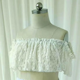 Schwangerschaftskleid Fotografie: Ein-Schulter Spitze Kurzoberteil & Leinen Baumwolle Lange Rock Maternity Kleider für Babypartys