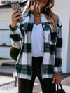 Shirts For Women Plaid Long Sleeve Button Up Shirt Collared Tops And Blouse 2024 Autumn Spring Fashion Loose Casual Black White - Mein Shop