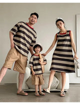 Family Matching Couple Look Clothing Fashion Mom Daughter Sleeveless Dress Dad Son T Shirts Shorts Korean Sister Brother Outfits Mein Shop