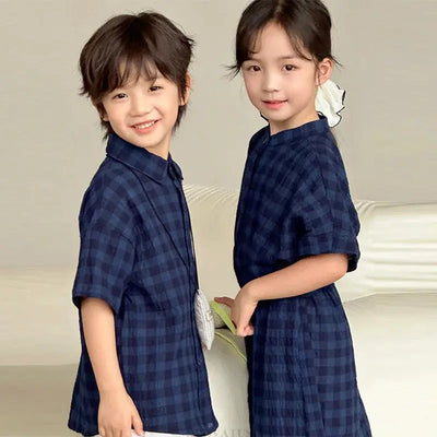 Family Matching Clothes Boy Girl Outfit Set Father and Son Shirt Shorts Suit Mother and Daughter Dress Same Girl Blouse Dress - Mein Shop
