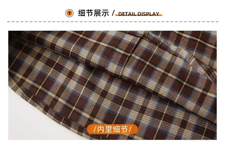 Equal Family Plaid Shirts Autumn Father Mother and Daughter Son Same Long Sleeve Tops Korean Vintage Parent-child Jacket Coat - Mein Shop