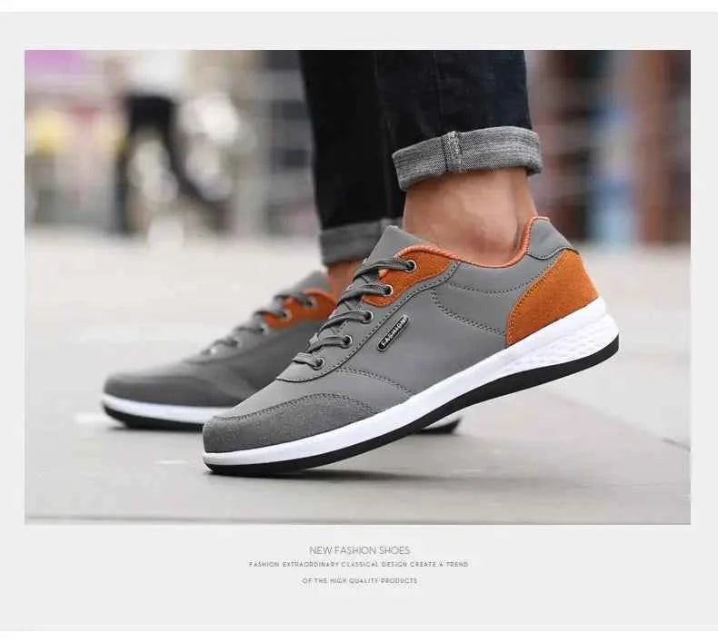 Leather Men Shoes Sneaker Trend Sports Running Breathable Men‘s Sneakers Non-slip Footwear Shoe for Male Walking Autumn