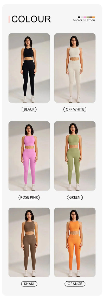 Yoga Clothing Set Women's High Waisted Leggings and Top Two Piece Seamless Fitness Exercise Clothing Fitness Workout Underwear - Mein Shop