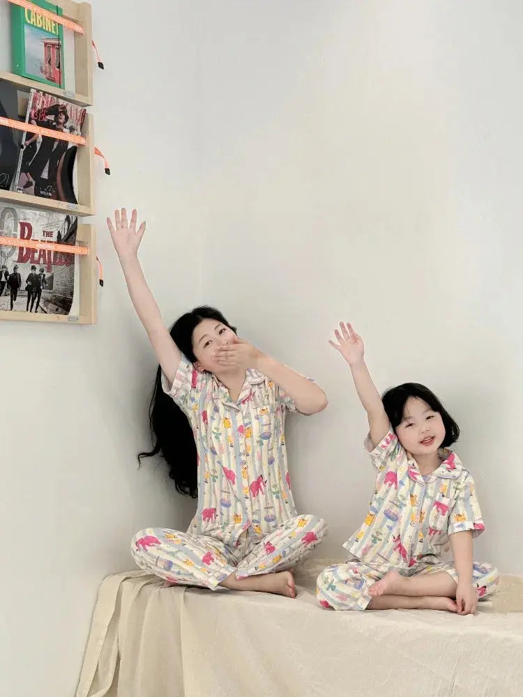 Family Pijama Set Mother and Daughter Matching Sleepwear Suit Mom and Baby Girl Same Home Clothes Mommy and Me Nightgown Outfits - Mein Shop