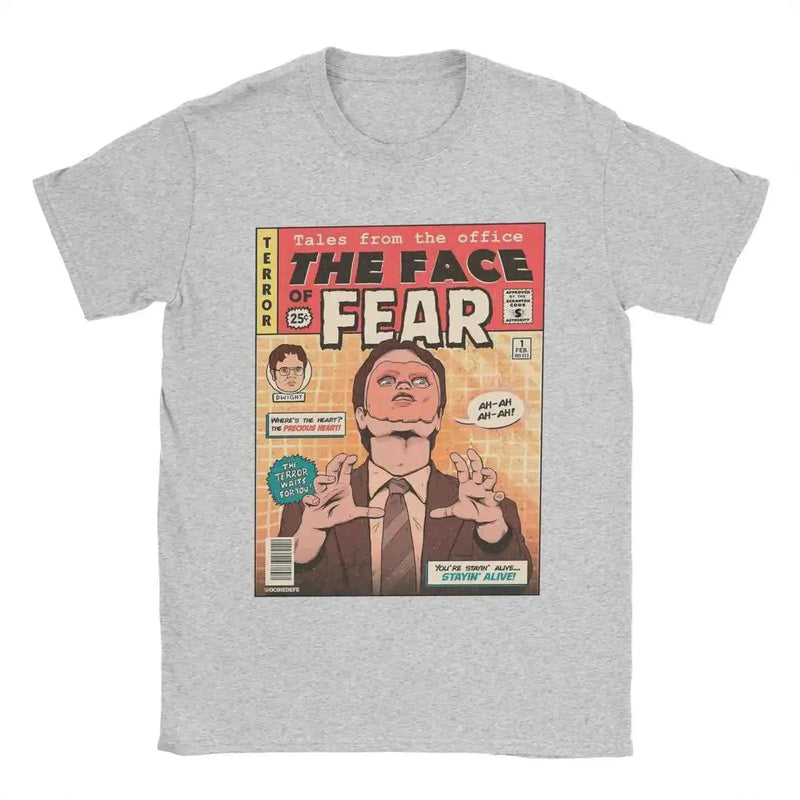 Men T-Shirts The Office Face Fear Dwight Fun Pure Cotton Tees Short Sleeve T Shirt Round Collar Clothes New Arrival