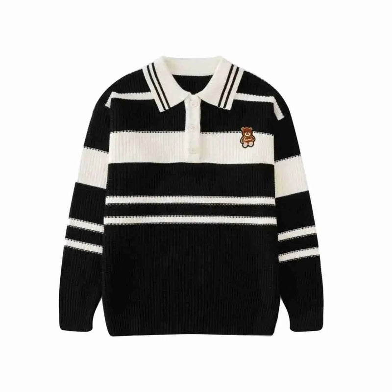 Sweater for The Whole Family Polo Knit Tops Fashion Mom and Daughter Child Girl Matching Jumper Dad and Son Baby Boy Knitwear