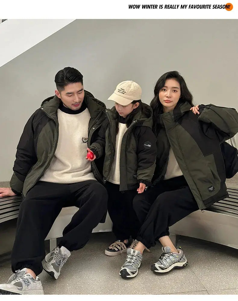 Family Matching Warm Clothes Winter Daughter Mother Thick Padded Coat Son Father Quilted Jacket Parents and Children Clothing - Mein Shop