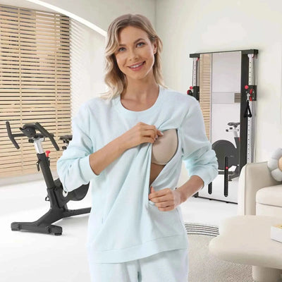 2025 Neuer Schwangere Hoodie Stillkleidung Waffel Stillpullover Sweatshirts Schwangerschafts-Casual-Oberteile für schwangere Frauen Herbst Winter