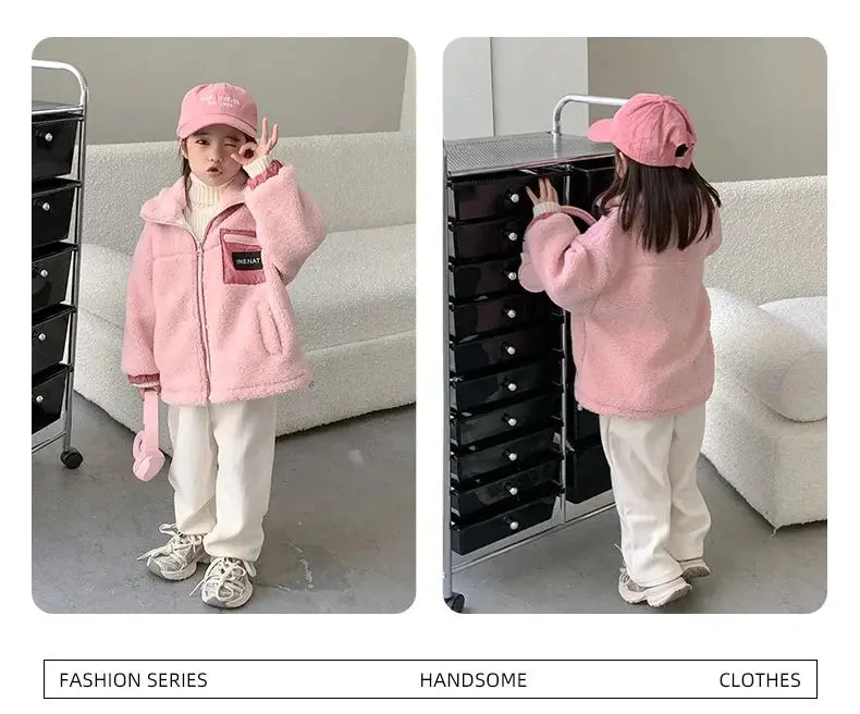Family Thick Mother Children Suit Warm Winter Korean Fashion Women Daughter Son Matching Coat Baby Clothes  Zipper Sets Jacket - Mein Shop
