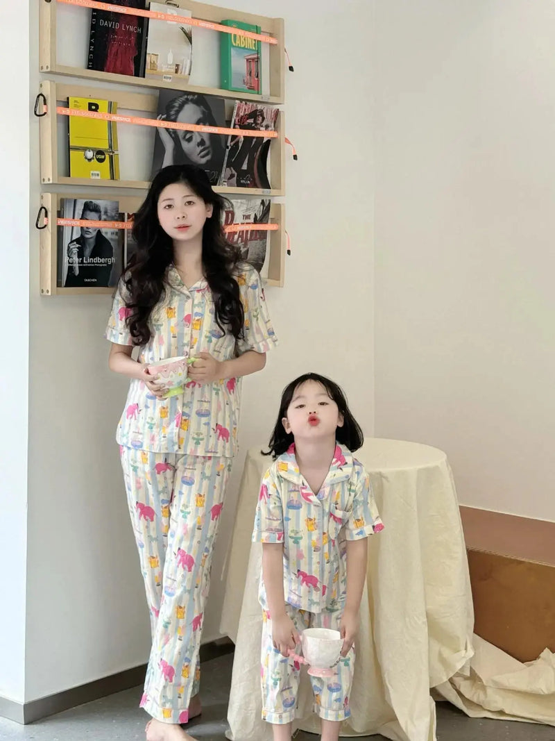 Family Pijama Set Mother and Daughter Matching Sleepwear Suit Mom and Baby Girl Same Home Clothes Mommy and Me Nightgown Outfits - Mein Shop