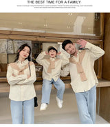 Family Matching Clothes 2024 Korea Spring Dad Mom and Baby Same Shirts for Women Fashion Clothing Children Boy Girl Plaid Blouse - Mein Shop