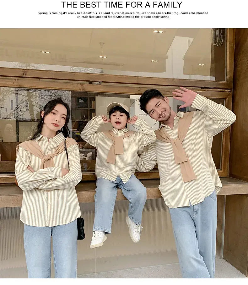 Family Matching Clothes 2024 Korea Spring Dad Mom and Baby Same Shirts for Women Fashion Clothing Children Boy Girl Plaid Blouse - Mein Shop