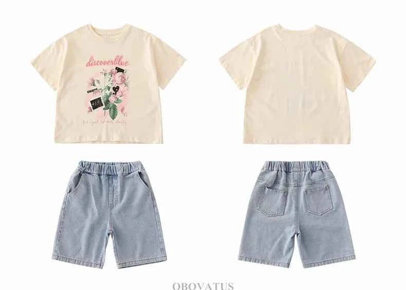 Family Matching Outfit Clothes Set For Summer Vacation Outerwear Beach Tshirt Shorts Clothing Suit Couple Kids Same Costume Wear