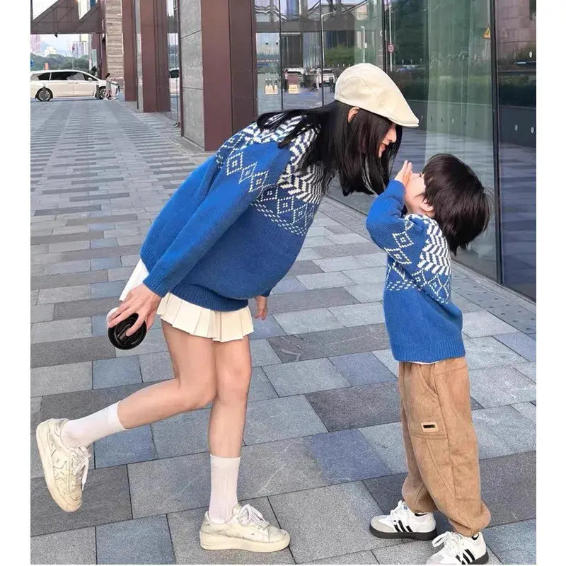 Knit Sweaters for The Whole Family Knitwear Winter Father Mother and Daughter Son Children Boy Girl Knitted Long Sleeve Pullover - Mein Shop