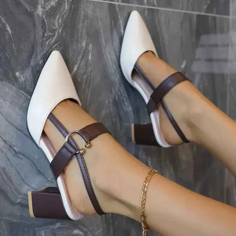 Women's Shoes Trend 2025 Shoe Genuine  Medium Heel Block Heels Mirror Luxury Designer Chunky Sandals Ladies Sexy Sandal