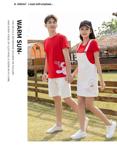 Family Vacation Clothing Resorts Look Parent Child Clothes Mom and Daughter Suspender Dress Two Piece Sets Dad Son Same Outfits Mein Shop