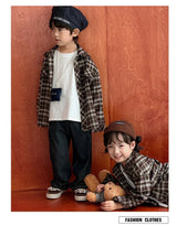Equal Family Plaid Shirts Autumn Father Mother and Daughter Son Same Long Sleeve Tops Korean Vintage Parent-child Jacket Coat - Mein Shop