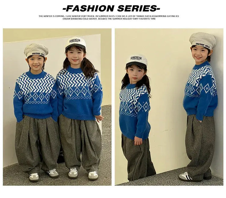 Knit Sweaters for The Whole Family Knitwear Winter Father Mother and Daughter Son Children Boy Girl Knitted Long Sleeve Pullover - Mein Shop