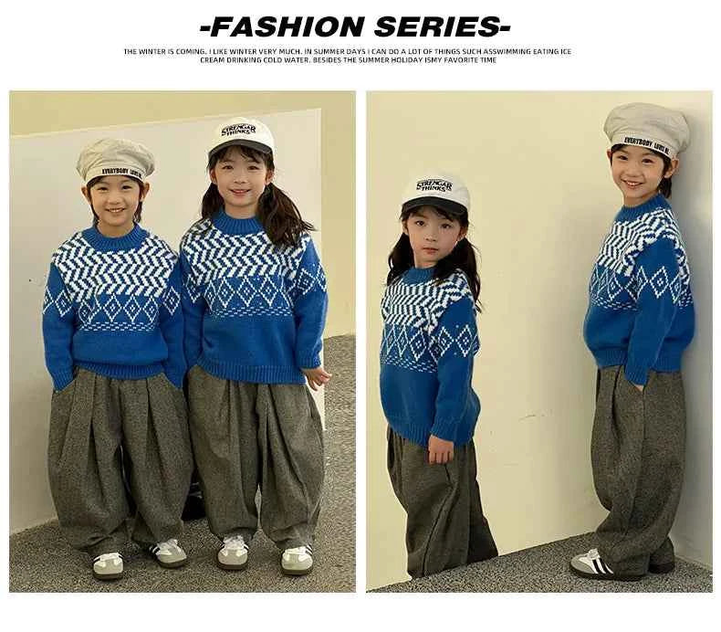 Knit Sweaters for The Whole Family Knitwear Winter Father Mother and Daughter Son Children Boy Girl Knitted Long Sleeve Pullover