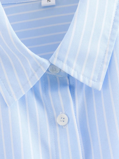 Women's Striped Blouse Multicolored Shirt Office Female's Top 2024 Summer Solid Shirt Elegant Comfortable Loose Fitting Shirts - Mein Shop