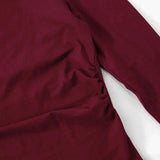 Wine Red T-shirts for Women 2025 Autumn Long Sleeve Split Slim Fit Tee Shirt Female Clothing Y2K Tunics Crop Tops Streetwear