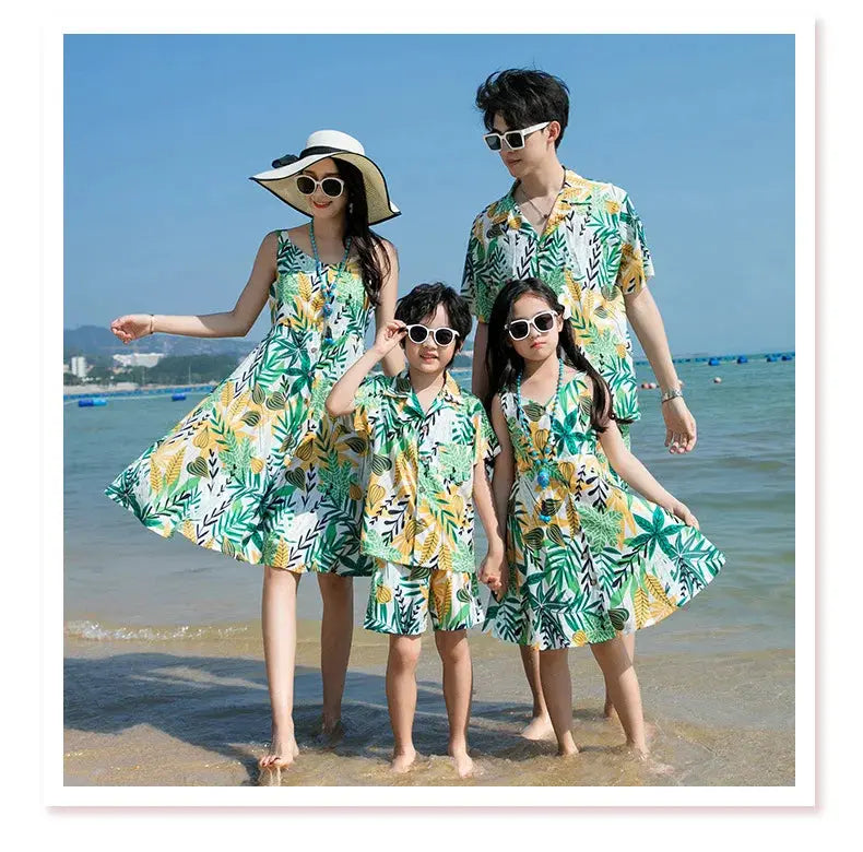 Family Fashion Beach Father and Son Outfits Vacation Look Mother Daughter Baby Girl Dress Holiday Parents and Children Clothes Mein Shop