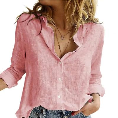 Women's oversized blouse - plain, long sleeves, button placket, plus size, spring shirt, cardigan, loose fit - Mein Shop