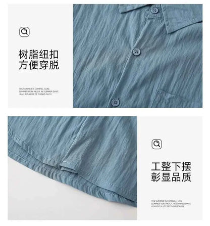 Family Matching Clothes for Brother Sister Mom Daughter Blue Dress Dad Son Clothing Korean Children Two Piece Set Couples Outfit