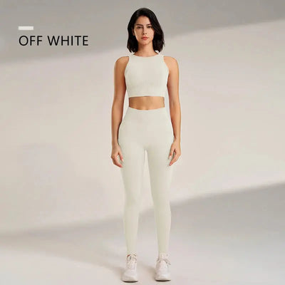 Yoga Clothing Set Women's High Waisted Leggings and Top Two Piece Seamless Fitness Exercise Clothing Fitness Workout Underwear - Mein Shop