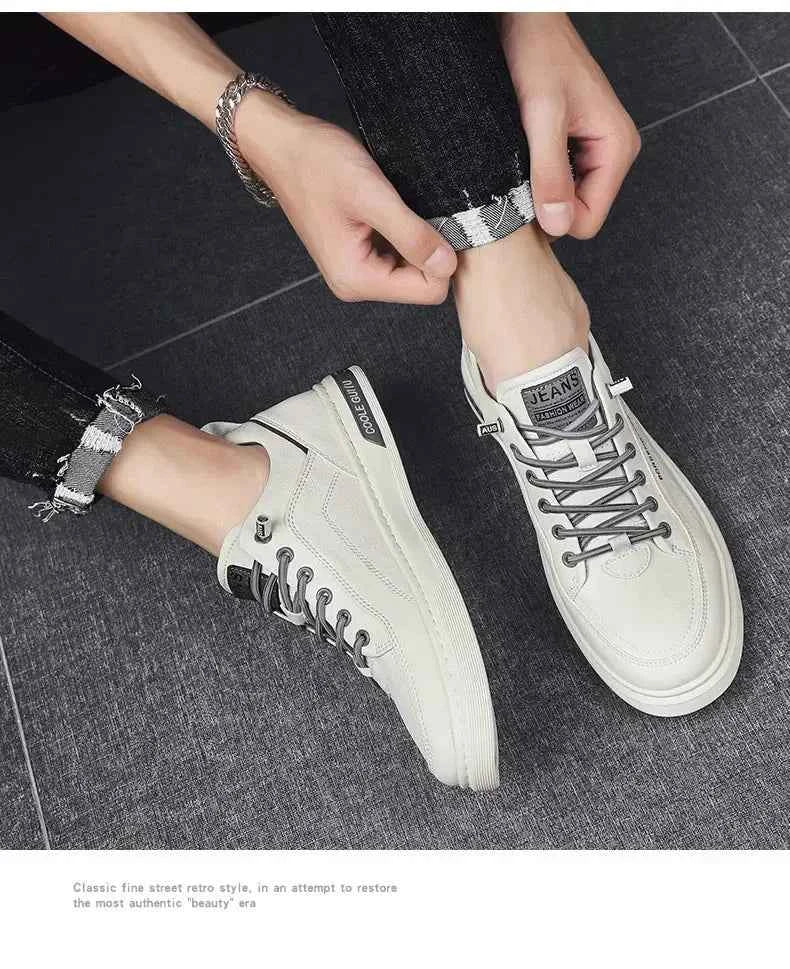 2025 New Trendy Versatile Cloth Shoes Men's Spring New Breathable White Shoes Men's Sports and Leisure Board Shoes Trendy Shoes