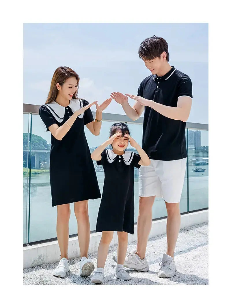 Coordinated Outfits for Family Matching Clothes Mother and Daughter Black Dress Father and Son Kid Shirt Outfits Dad Child Sets - Mein Shop