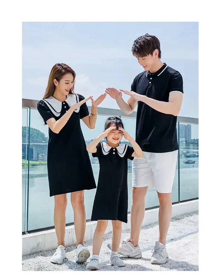 Coordinated Outfits for Family Matching Clothes Mother and Daughter Black Dress Father and Son Kid Shirt Outfits Dad Child Sets - Mein Shop