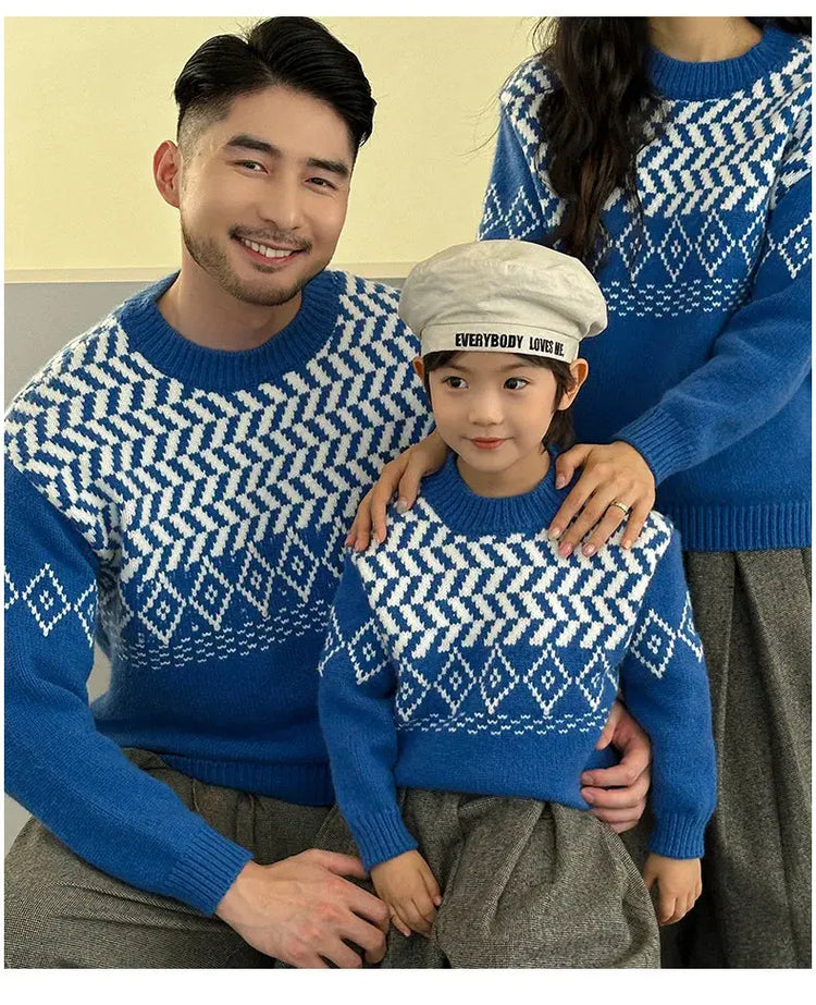 Knit Sweaters for The Whole Family Knitwear Winter Father Mother and Daughter Son Children Boy Girl Knitted Long Sleeve Pullover - Mein Shop