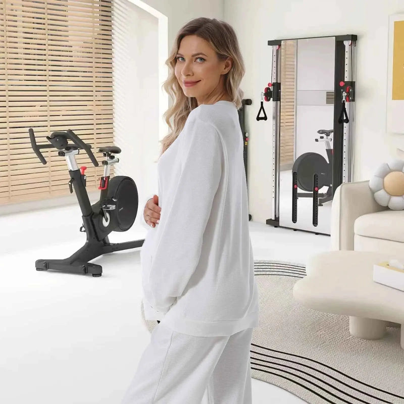 2025 Neuer Schwangere Hoodie Stillkleidung Waffel Stillpullover Sweatshirts Schwangerschafts-Casual-Oberteile für schwangere Frauen Herbst Winter