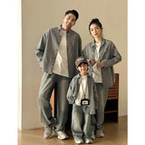 Matching Family Plaid Shirts Dad Mom and Boys Girls Fashion Clothes Korean Father Mother and Daughter Son Same Clothing Jacket Mein Shop
