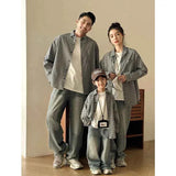 Matching Family Plaid Shirts Dad Mom and Boys Girls Fashion Clothes Korean Father Mother and Daughter Son Same Clothing Jacket