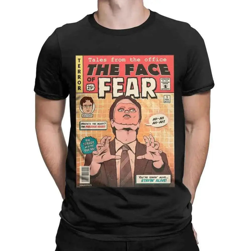 Men T-Shirts The Office Face Fear Dwight Fun Pure Cotton Tees Short Sleeve T Shirt Round Collar Clothes New Arrival