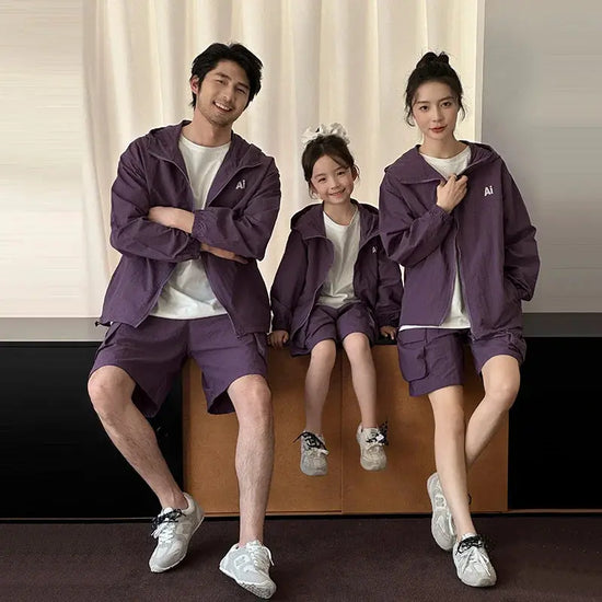 Family Matching Clothes Sets Men Women Baby Coat Shorts Suit Couples Kids Family Look Clothing Parent-Child Matching Costume - Mein Shop