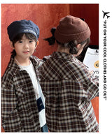 Equal Family Plaid Shirts Autumn Father Mother and Daughter Son Same Long Sleeve Tops Korean Vintage Parent-child Jacket Coat - Mein Shop