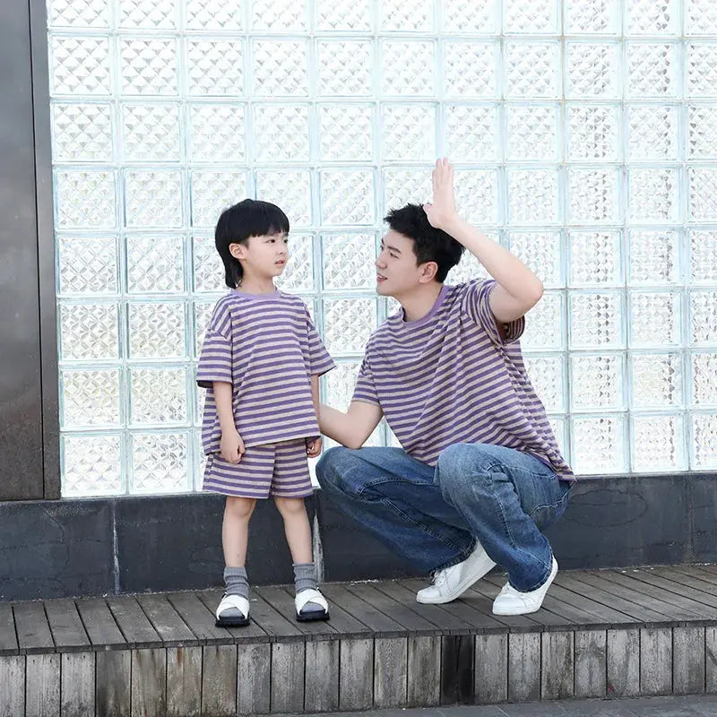 Family Look Clothes Mom and Daughter Same Dress Dad Short Sleeve T Shirts Mother and Son Kids Clothing Children Two Piece Outfit - Mein Shop