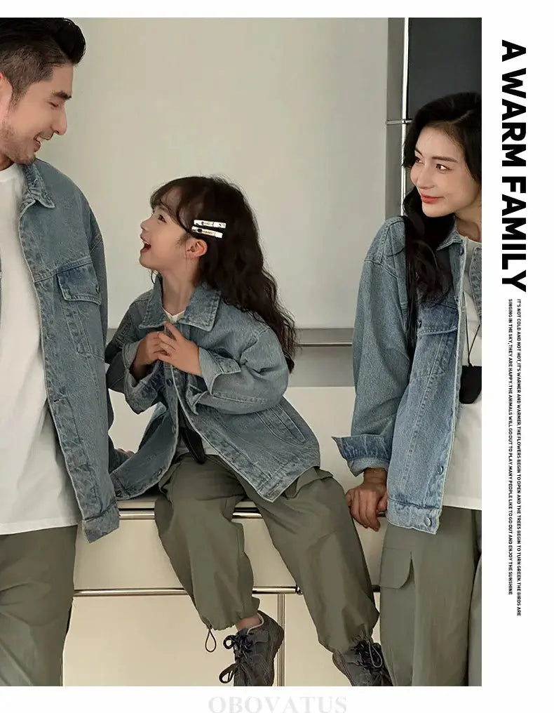 Spring Autumn Korean Parent-Child Clothing Set Matching Outfits for the Family Look Jacket Pants Clothes Set Dad Mum Kids Wear - Mein Shop