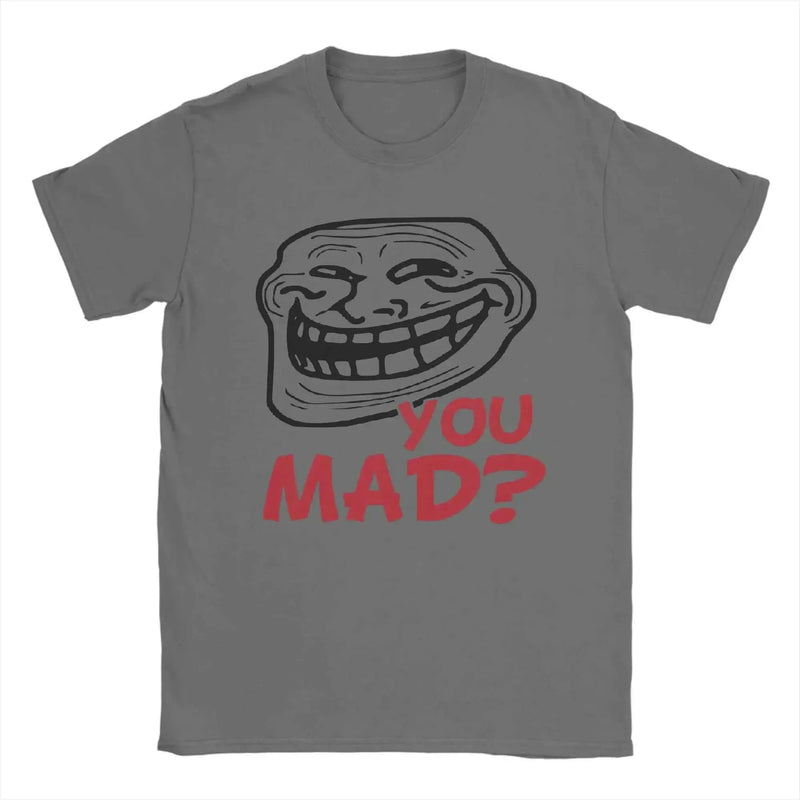 Men's T-Shirt You Mad Troll Face Memes Novelty Cotton Tee Shirt Short Sleeve Funny Humor T Shirt Crew Neck Tops Birthday Gift