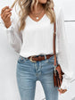 Elegant sexy shirt for women Small V-neck long sleeve solid color casual shirt for women - Mein Shop