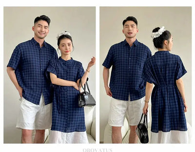 Family Matching Clothes Boy Girl Outfit Set Father and Son Shirt Shorts Suit Mother and Daughter Dress Same Girl Blouse Dress - Mein Shop