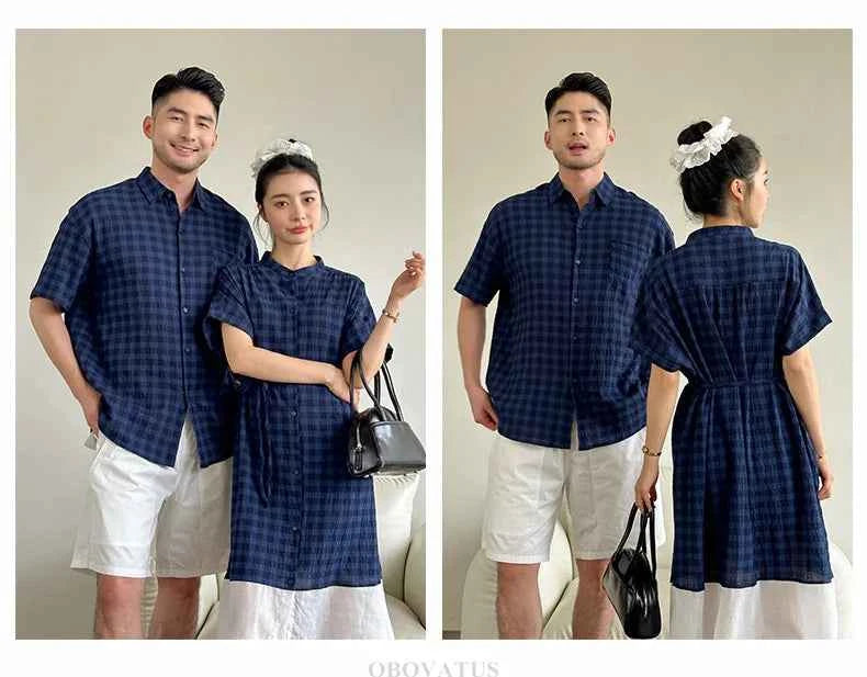 Family Matching Clothes Boy Girl Outfit Set Father and Son Shirt Shorts Suit Mother and Daughter Dress Same Girl Blouse Dress