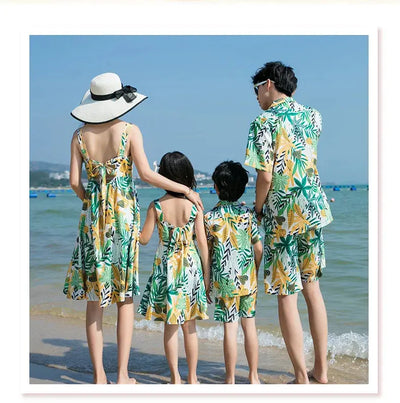 Family Fashion Beach Father and Son Outfits Vacation Look Mother Daughter Baby Girl Dress Holiday Parents and Children Clothes Mein Shop