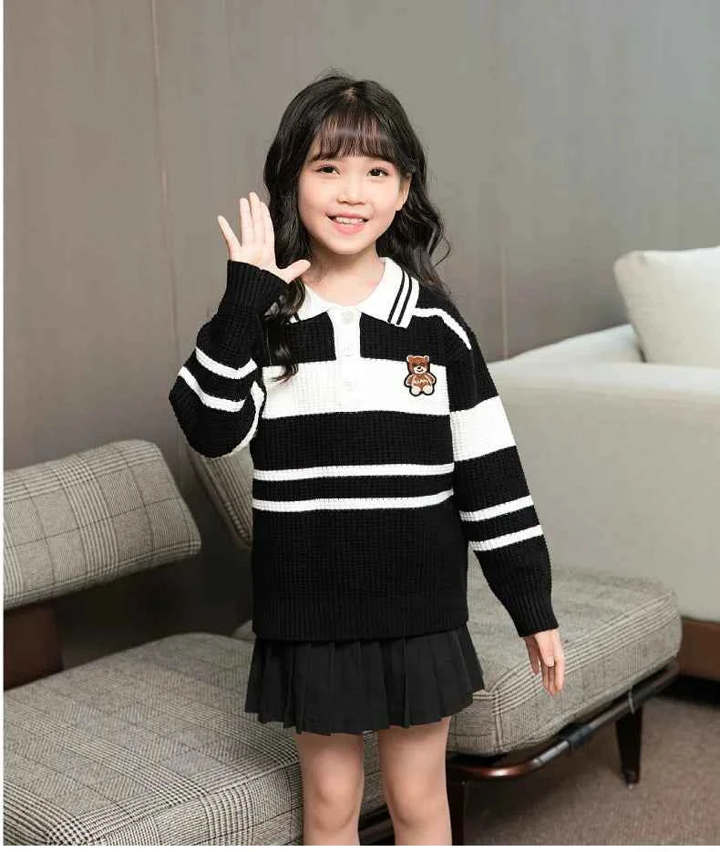 Sweater for The Whole Family Polo Knit Tops Fashion Mom and Daughter Child Girl Matching Jumper Dad and Son Baby Boy Knitwear