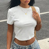 Women short Sleeve T Shirt summer Solid Slim Fit Casual Shirts Female Pullovers Basic Tee Clothes Street wear Crop Tops - Mein Shop
